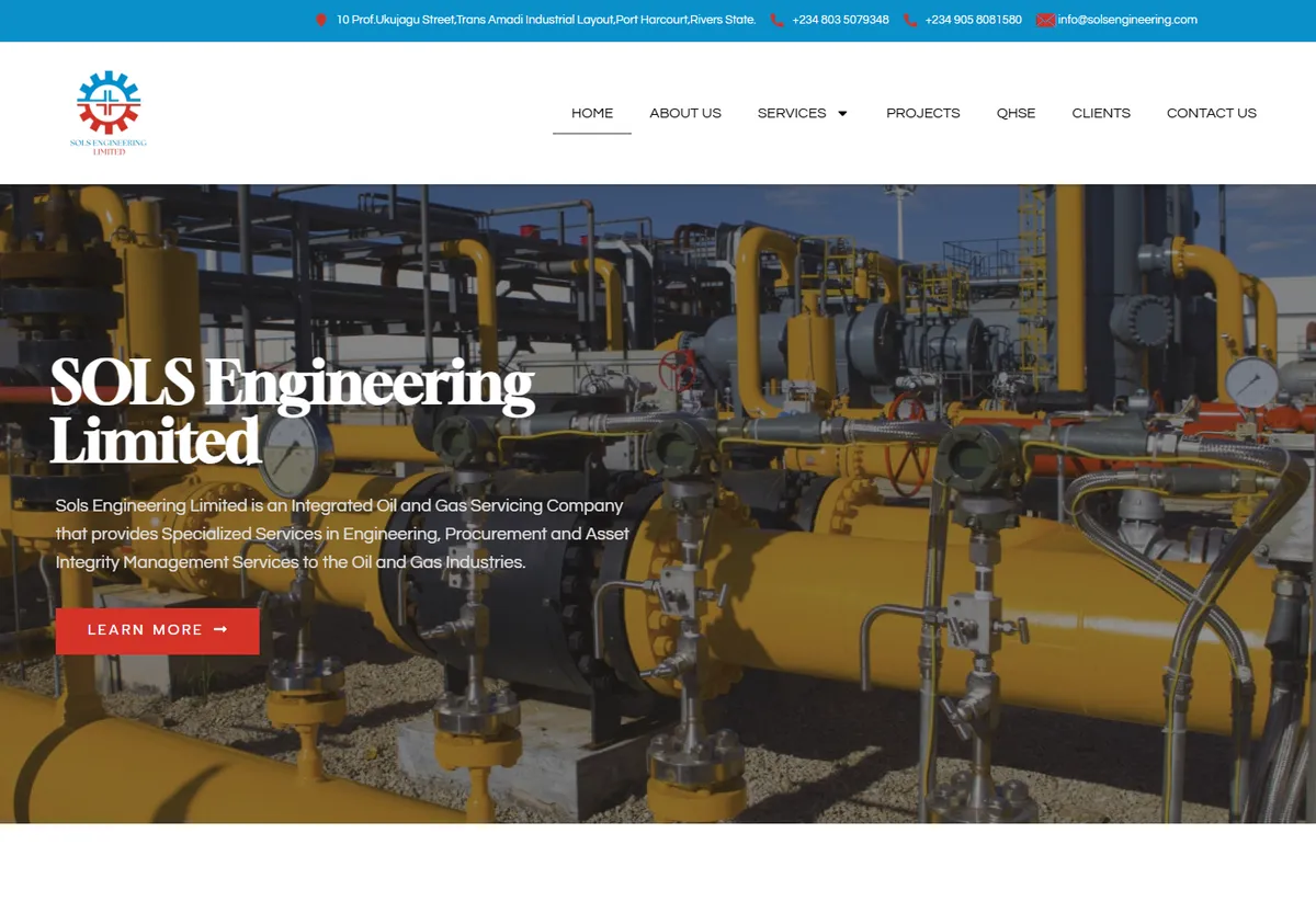 SOLS Engineering Limited website preview