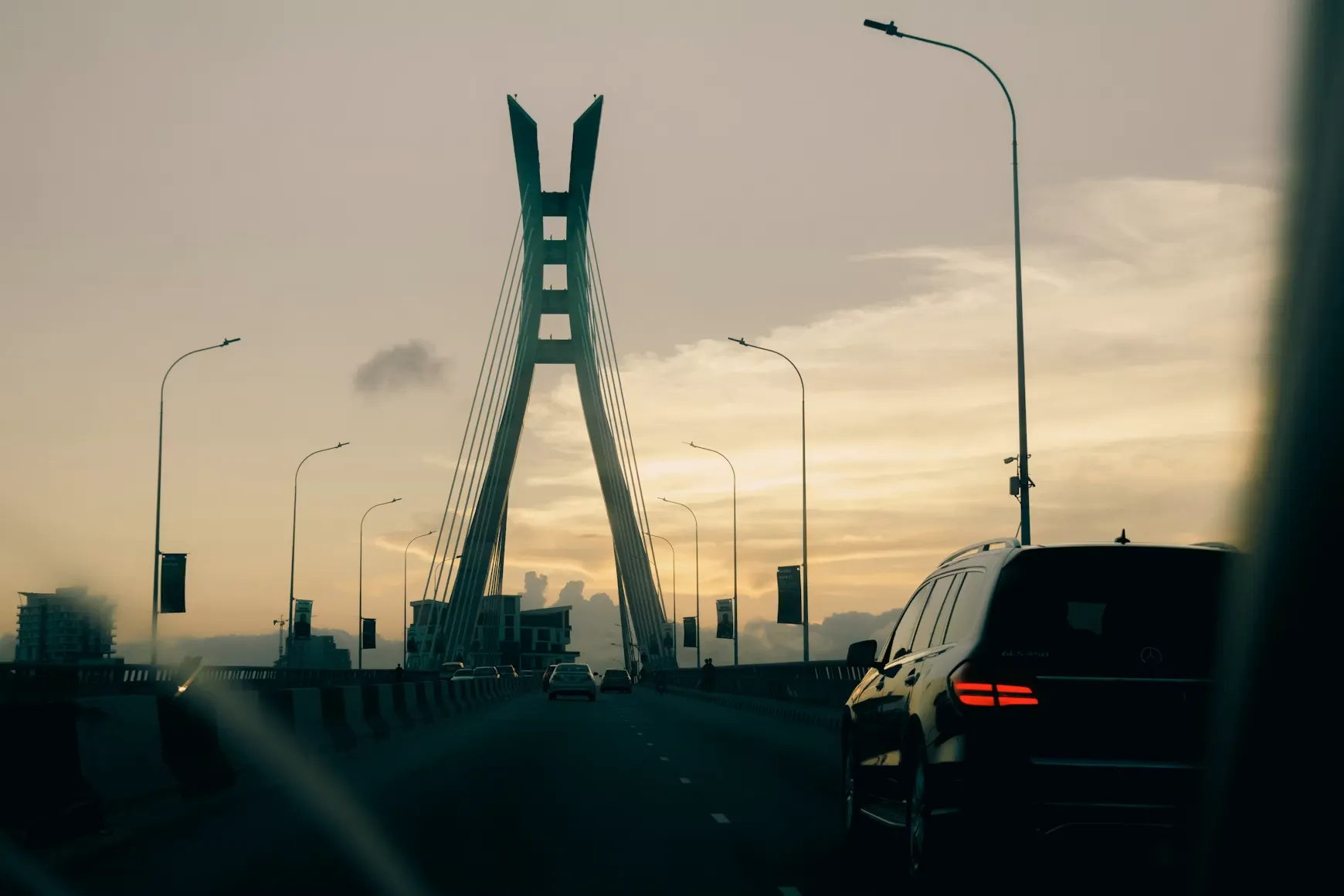 A Lagos bridge at dusk