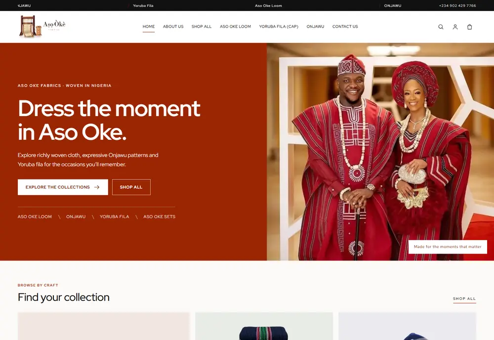 Aso Oke Fabrics website preview