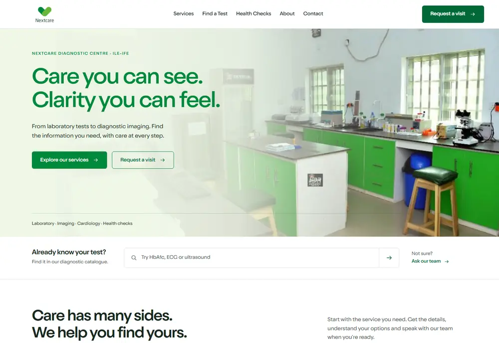 Nextcare Diagnostic Centre website preview